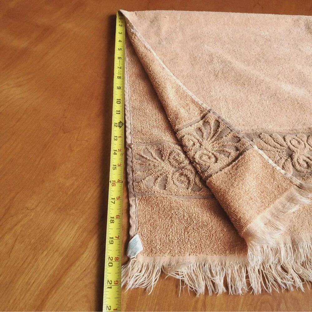 Cannon Monticello Cotton Blend Bath Towel Faded Orange Floral Texture Fringe